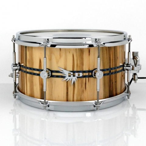 High End Snare Drum Ambrosia Maple Hendrix Drums Stave Double Blue Inlay