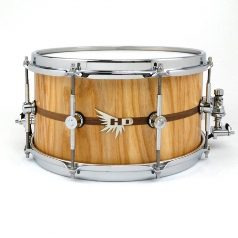 13" Stave Snare Drum Ash Hendrix Drums Walnut Inlay