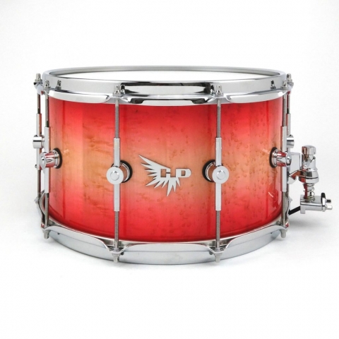 Custom Birdseye Maple Stave Snare Drum Red Hendrix Drums