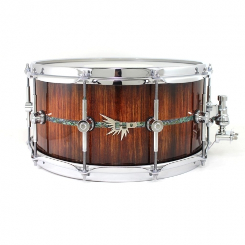 HD Drums Hendrix Bubinga Best Snare Drum Abalone Inlay Stave