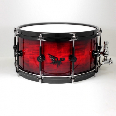 Curly Maple Red Snare Drum HD Drums Custom Stave Hendrix