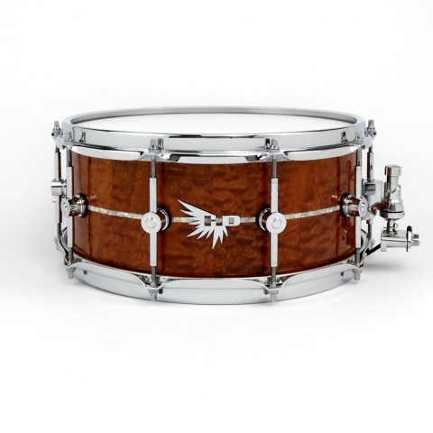 Pommel Sapele Quilted Snare Drum White Marine pearl Inlay Hendrix Drum HD
