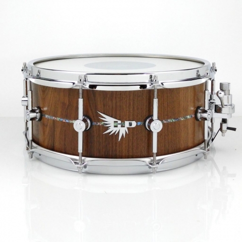 Walnut Snare Drum Dunnett Abalone Inlay Stave Hendrix Drums HD