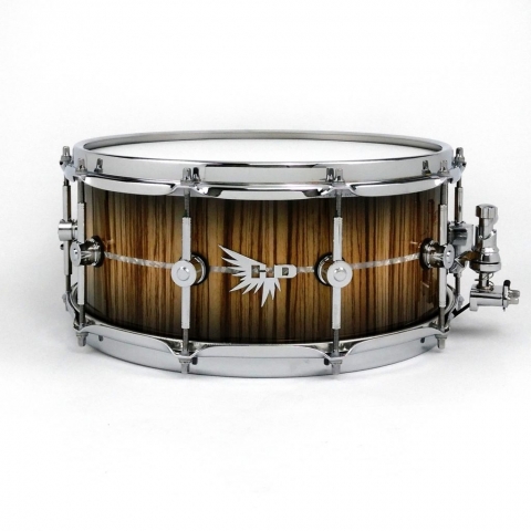 Zebrawood snare drum Hendrix Drums Craviotto DW Inlay HD Stave White Marine Pearl